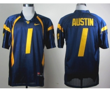 West Virginia Mountaineers #1 Tavon Austin Navy Blue Jersey