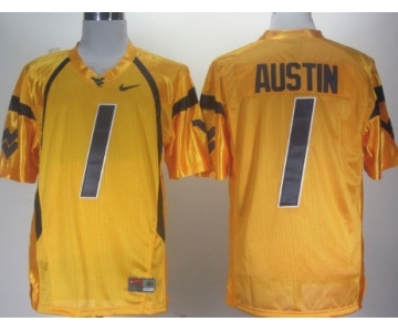 West Virginia Mountaineers #1 Tavon Austin Yellow Jersey