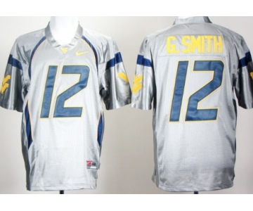 West Virginia Mountaineers #12 Geno Smith Gray Jersey