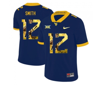 West Virginia Mountaineers 12 Geno Smith Navy Fashion College Football Jersey