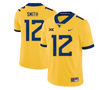 West Virginia Mountaineers 12 Geno Smith Yellow College Football Jersey