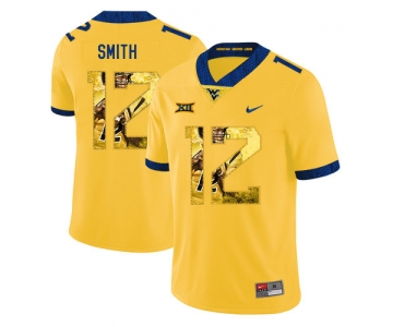 West Virginia Mountaineers 12 Geno Smith Yellow Fashion College Football Jersey