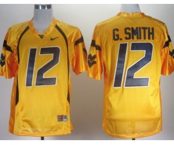 West Virginia Mountaineers #12 Geno Smith Yellow Jersey