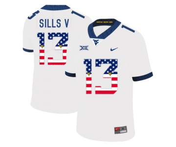 West Virginia Mountaineers 13 David Sills V White USA Flag College Football Jersey