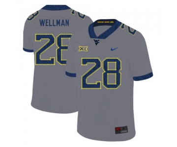 West Virginia Mountaineers 28 Elijah Wellman Gray College Football Jersey