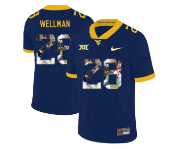 West Virginia Mountaineers 28 Elijah Wellman Navy Fashion College Football Jersey