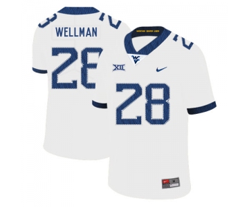 West Virginia Mountaineers 28 Elijah Wellman White College Football Jersey