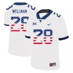 West Virginia Mountaineers 28 Elijah Wellman White USA Flag College Football Jersey