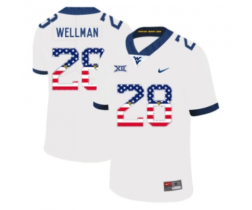 West Virginia Mountaineers 28 Elijah Wellman White USA Flag College Football Jersey