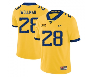 West Virginia Mountaineers 28 Elijah Wellman Yellow College Football Jersey