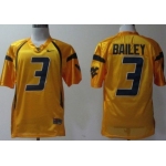 West Virginia Mountaineers #3 Stedman Bailey Yellow Jersey