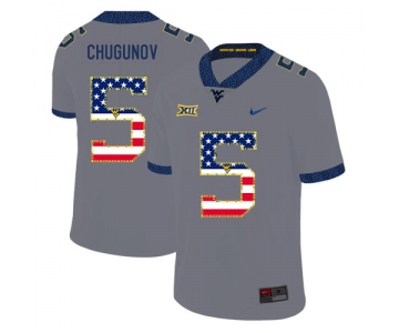 West Virginia Mountaineers 5 Chris Chugunov Gray USA Flag College Football Jersey