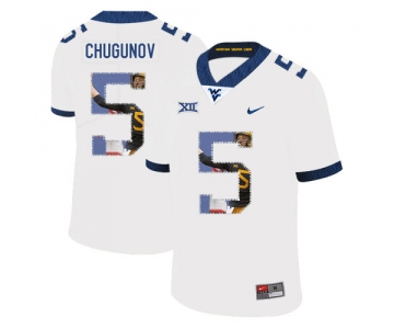 West Virginia Mountaineers 5 Chris Chugunov White Fashion College Football Jersey