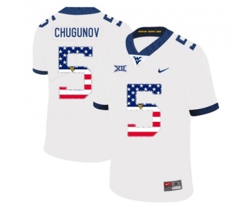 West Virginia Mountaineers 5 Chris Chugunov White USA Flag College Football Jersey