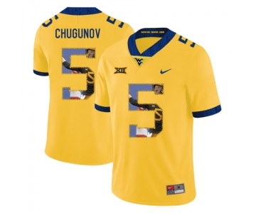 West Virginia Mountaineers 5 Chris Chugunov Yellow Fashion College Football Jersey