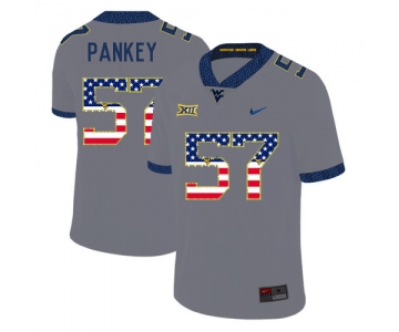 West Virginia Mountaineers 57 Adam Pankey Gray USA Flag College Football Jersey