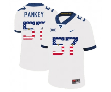 West Virginia Mountaineers 57 Adam Pankey White USA Flag College Football Jersey