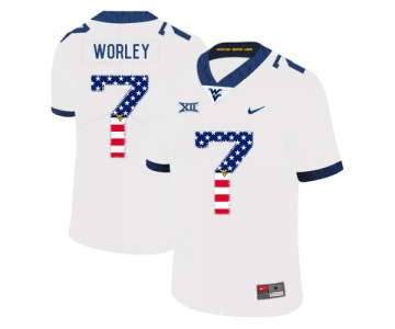 West Virginia Mountaineers 7 Daryl Worley White USA Flag College Football Jersey