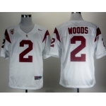 USC Trojans #2 Robert Woods White Pac-12 Patch Jersey