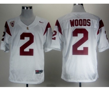 USC Trojans #2 Robert Woods White Pac-12 Patch Jersey