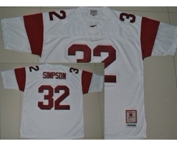 USC Trojans #32 O.J Simpson White Throwback Jersey