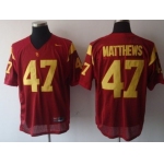 USC Trojans #47 Matthews Red Jersey