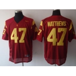 USC Trojans #47 Matthews Red Jersey