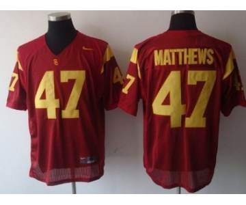 USC Trojans #47 Matthews Red Jersey