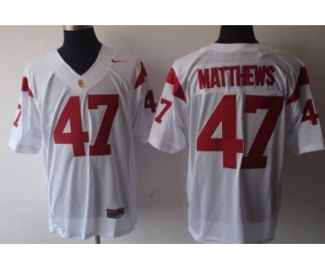 USC Trojans #47 Matthews White Jersey