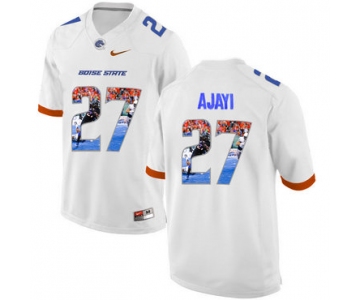 Boise State Broncos 27 Jay Ajayi White With Portrait Print College Football Jersey