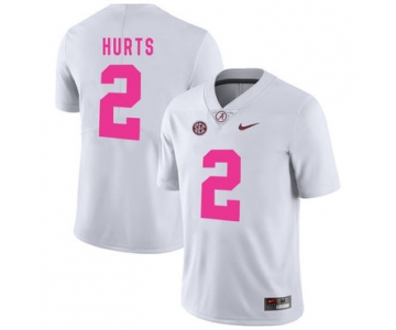 Alabama Crimson Tide 2 Jalen Hurts White 2017 Breast Cancer Awareness College Football Jersey