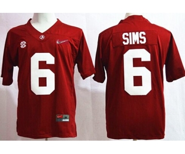 Alabama Crimson Tide #6 Blake Sims 2015 Playoff Rose Bowl Special Event Diamond Quest Red Jersey