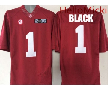 Men's Alabama Crimson Tide #1 Chris Black Red 2016 BCS patch College Football Nike Limited Jersey