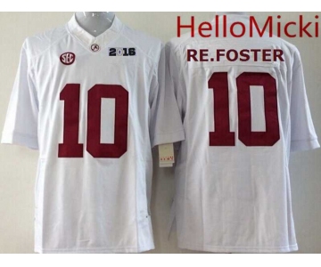 Men's Alabama Crimson Tide #10 Reuben Foster White 2016 BCS College Football Nike Limited Jersey