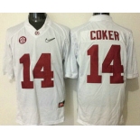 Men's Alabama Crimson Tide #14 Jake Coker White 2016 Playoff Diamond Quest College Football Nike Limited Jersey