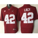 Men's Alabama Crimson Tide #42 Eddie Lacy Red 2016 Playoff Diamond Quest College Football Nike Limited Jersey