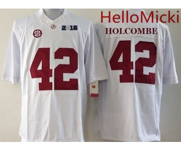 Men's Alabama Crimson Tide #42 Keith Holcombe White 2016 BCS College Football Nike Limited Jersey