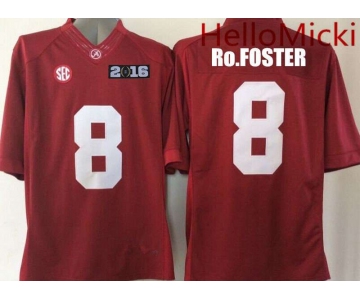 Men's Alabama Crimson Tide #8 Robert Foster Red 2016 BCS patch College Football Nike Limited Jersey