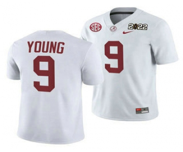 Men's Alabama Crimson Tide #9 Bryce Young 2022 Patch White College Football Stitched Jersey