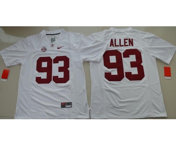 Men's Alabama Crimson Tide #93 Jonathan Allen White Limited Stitched College Football Nike NCAA Jersey