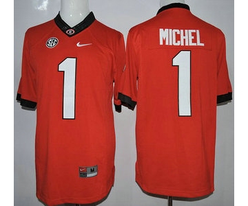 Georgia Bulldogs #1 Sony Michel Red 2015 College Football Nike Limited Jersey