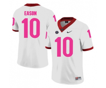 Georgia Bulldogs 10 Jacob Eason White Breast Cancer Awareness College Football Jersey