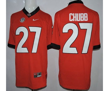 Georgia Bulldogs #27 Nick Chubb Red 2015 College Football Nike Limited Jersey