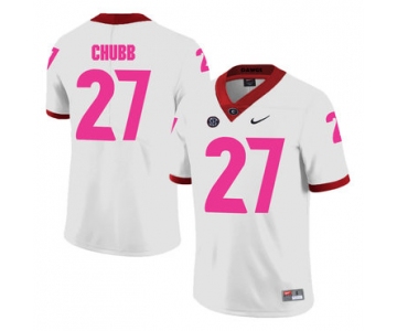 Georgia Bulldogs 27 Nick Chubb White Breast Cancer Awareness College Football Jersey