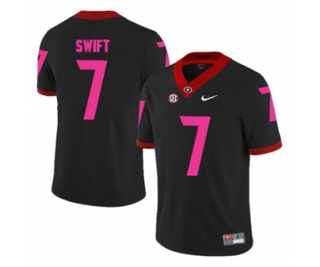 Georgia Bulldogs 7 D'Andre Swift Black Breast Cancer Awareness College Football Jersey