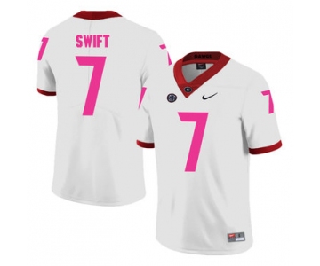 Georgia Bulldogs 7 D'Andre Swift White Breast Cancer Awareness College Football Jersey