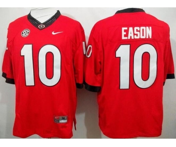 Men's Georgia Bulldogs #10 Jacob Eason Red Stitched NCAA Nike College Football Jersey