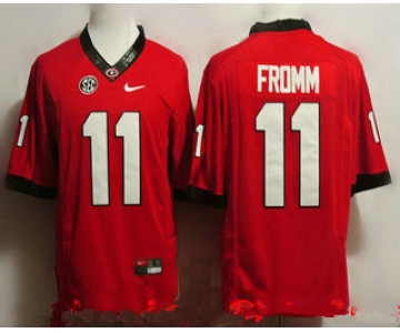 Men's Georgia Bulldogs #11 Jake Fromm Red Limited College Football Stitched Nike NCAA Jersey