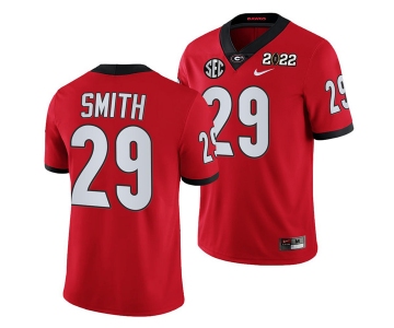 Men’s Georgia Bulldogs #29 Christopher Smith 2022 Patch Red College Football Stitched Jersey