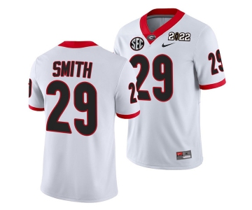 Men’s Georgia Bulldogs #29 Christopher Smith 2022 Patch White College Football Stitched Jersey